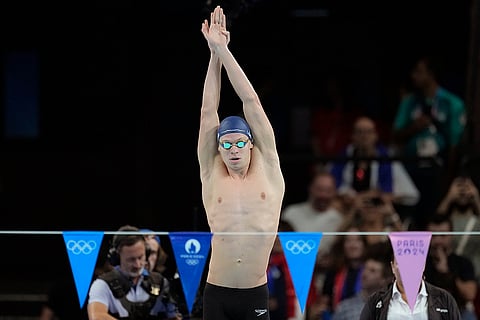 Leon Marchand prepares for his men's 200-meter final
